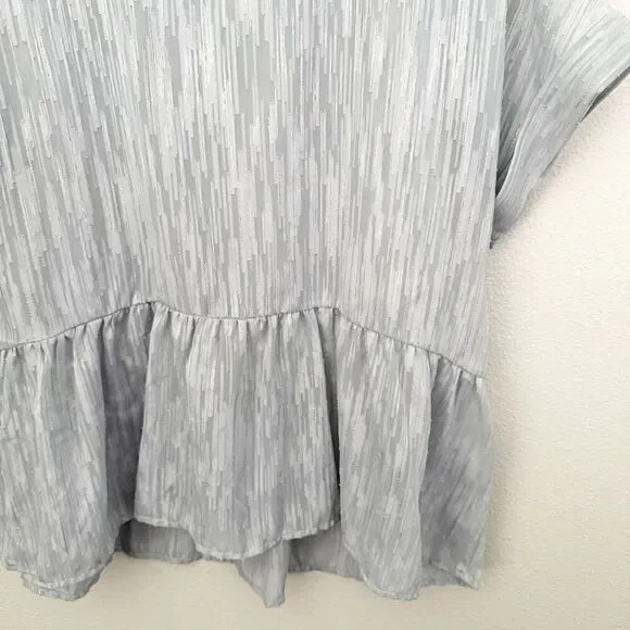 BLU PEPPER x ANTHROPOLOGIE | Blue Gold Button Back Peplum Top Blouse | Small - Picture 6 of 9